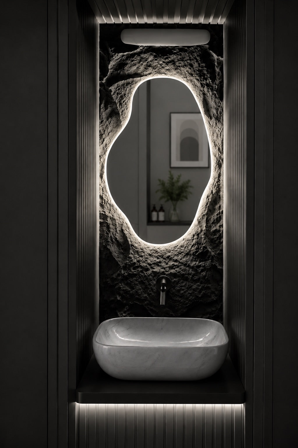 Luxury LED Backlit Organic Mirror - Warm Gold LED