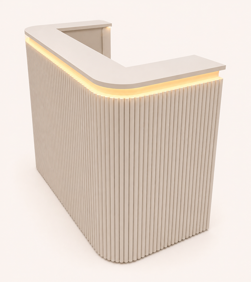 Fluted Reception Counter - Side View with Storage