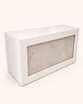 Premium Office Table with Fluted Panel - front view with LED off