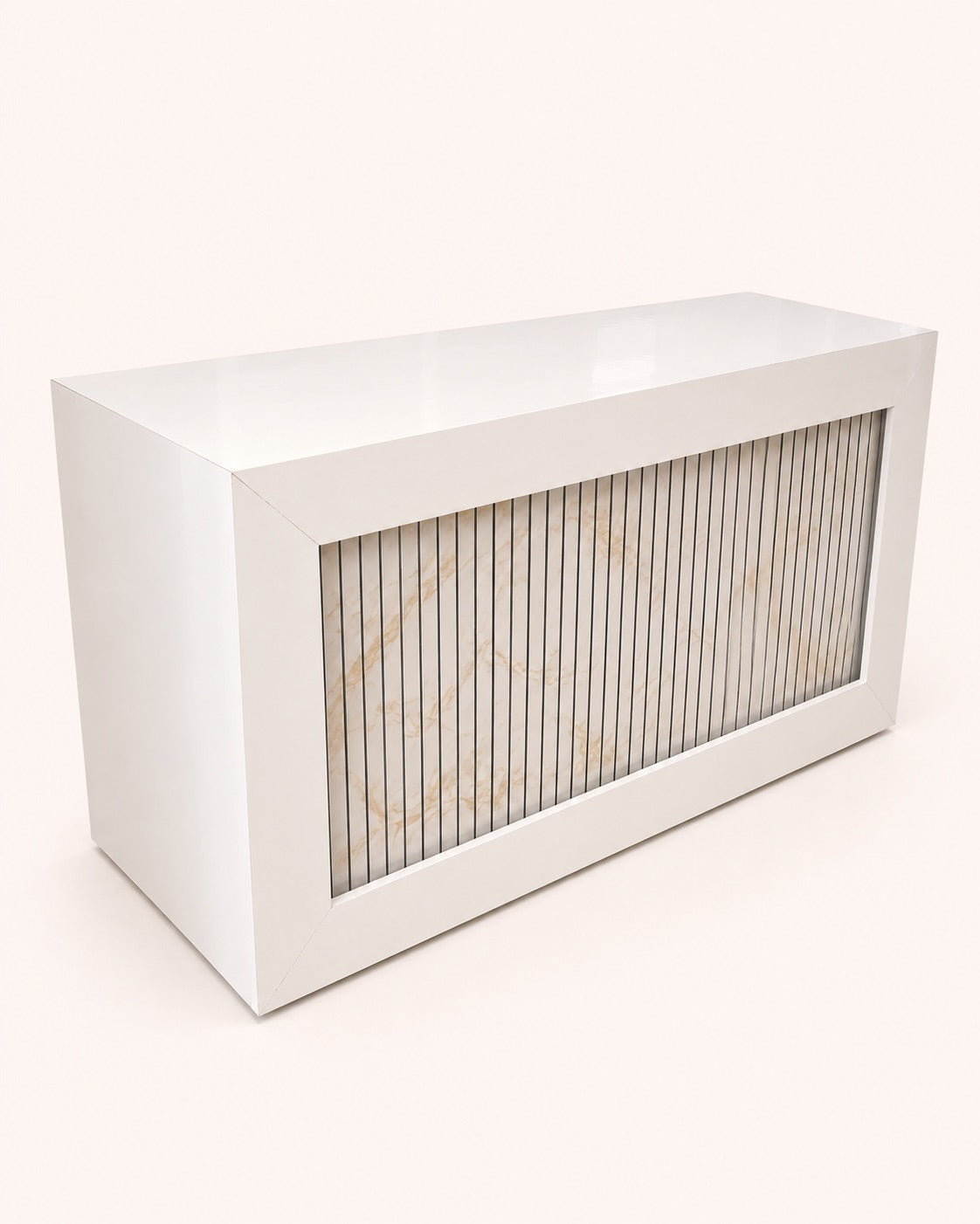 Premium Office Table with Fluted Panel - front view with LED off