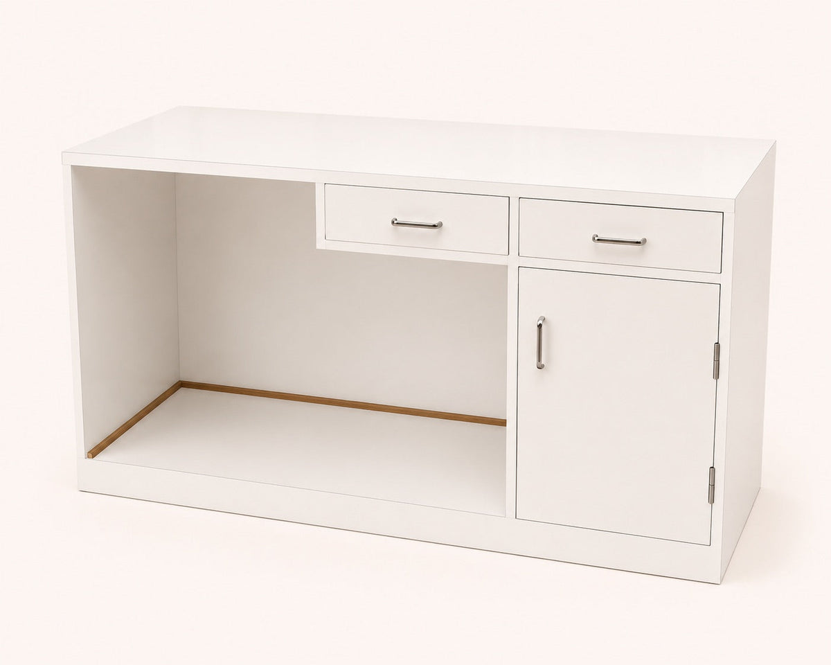 Premium Office Table - back view showing storage