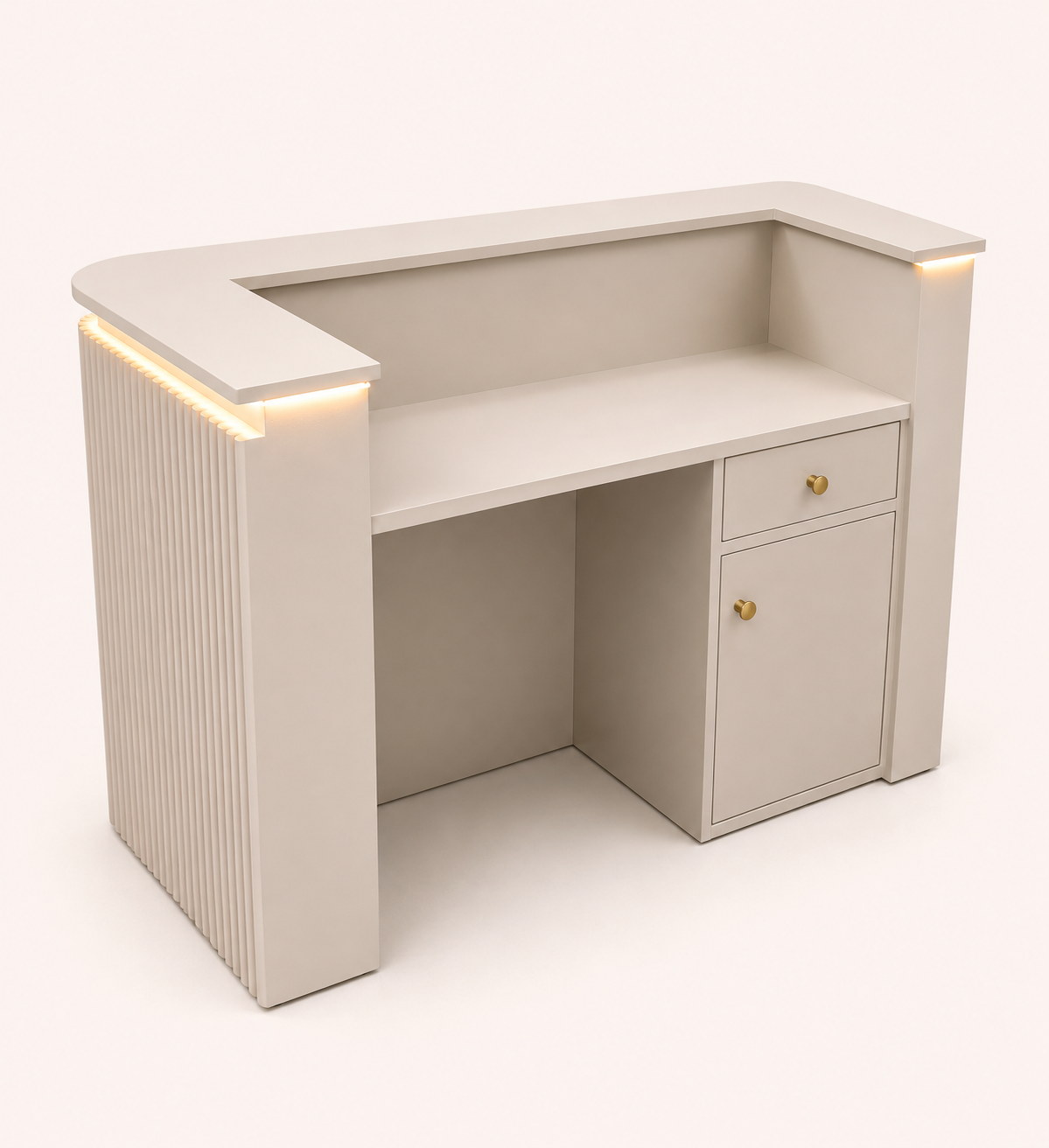 Fluted Reception Counter - Angled View with LED Lighting