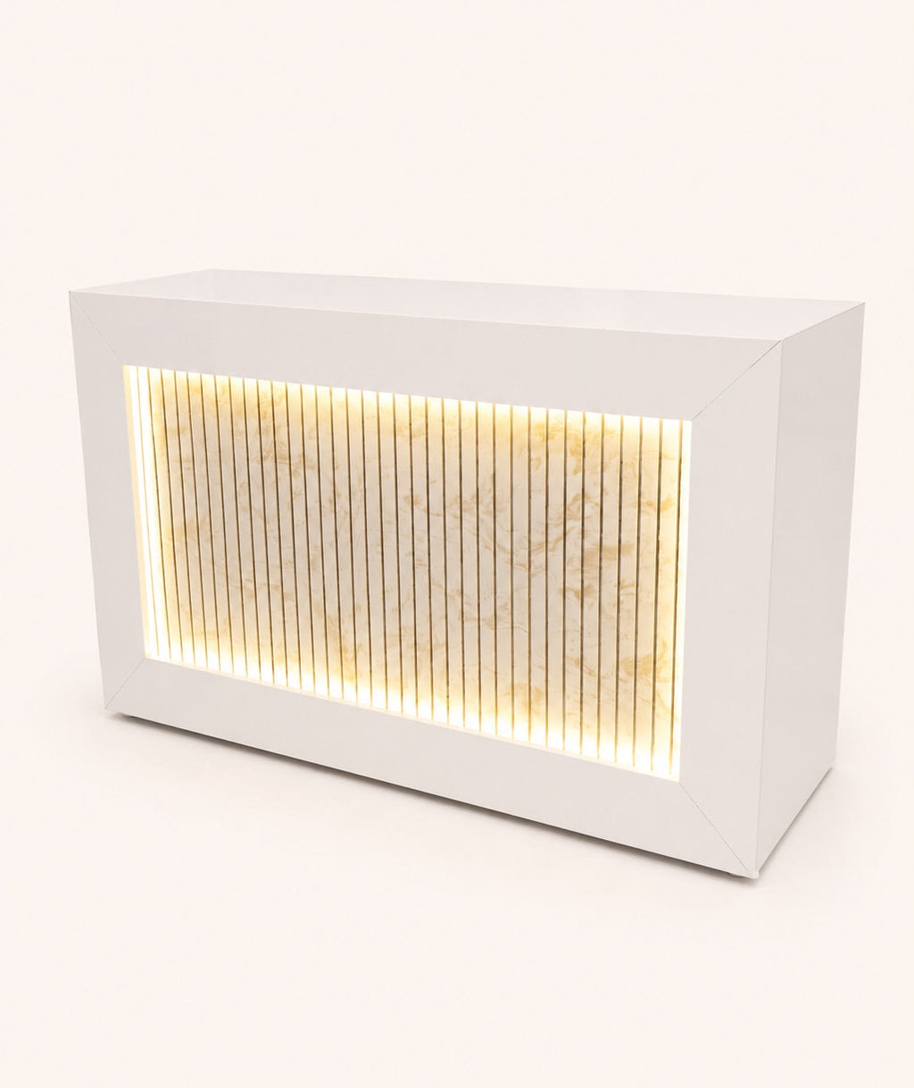 Premium Office Table with Fluted Panel - LED on warm light