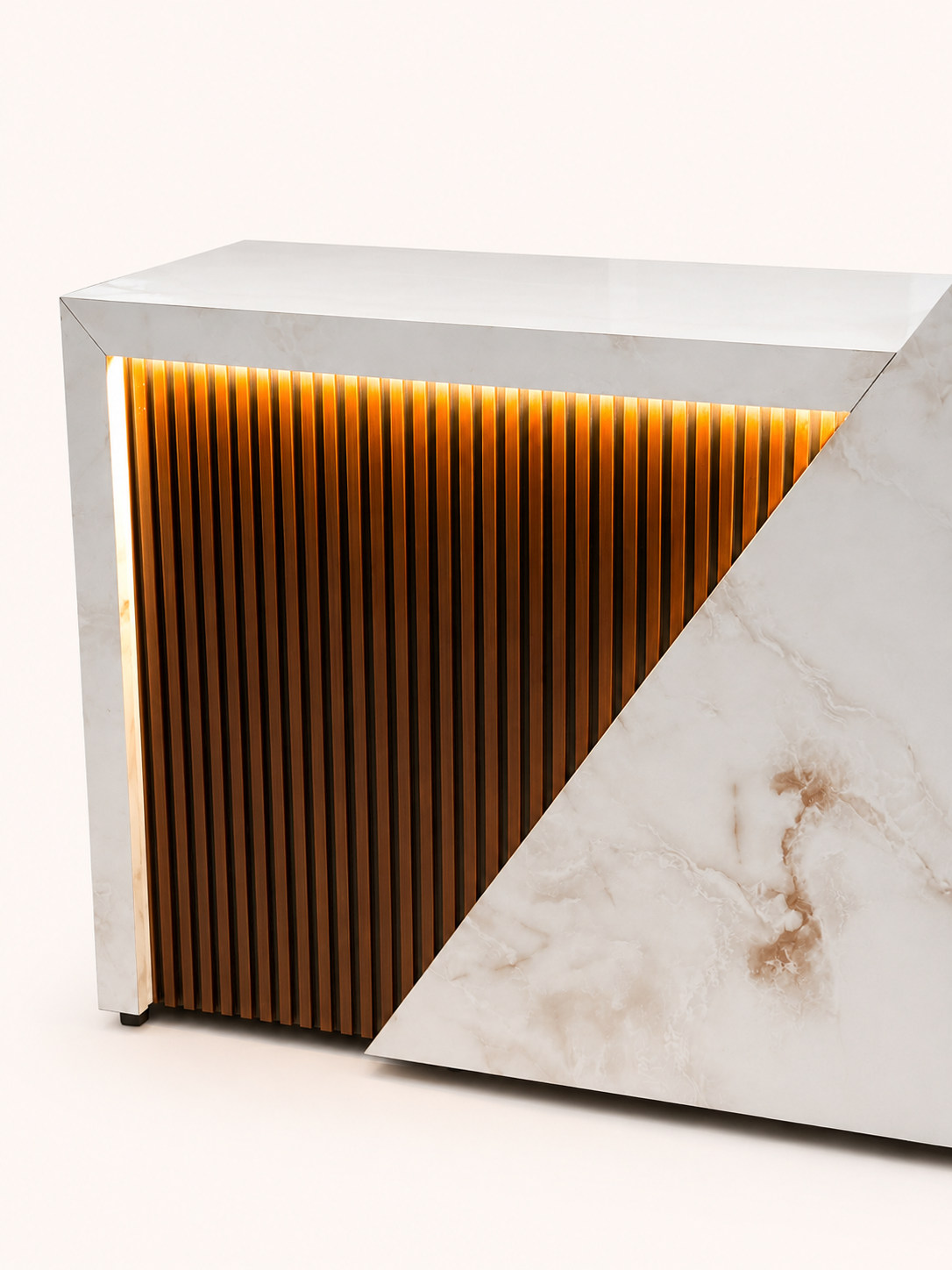 Luxury Reception Counter with LED Panel - Front View