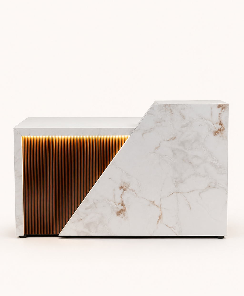 Luxury Reception Counter with LED Panel - Back View